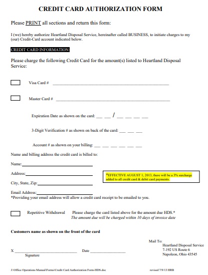 business credit card authorization form