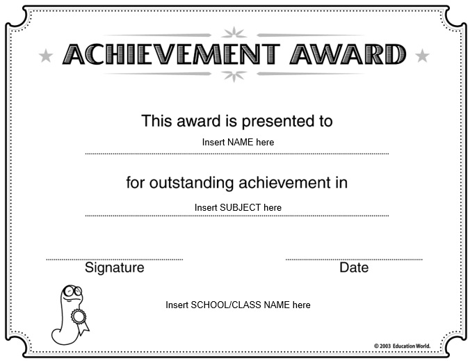certificate of achievement for school