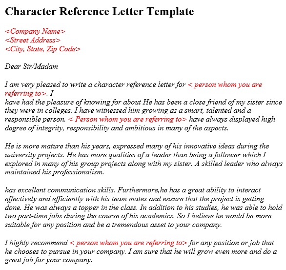 character witness letter for a friend