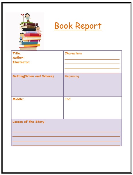 book report template for college