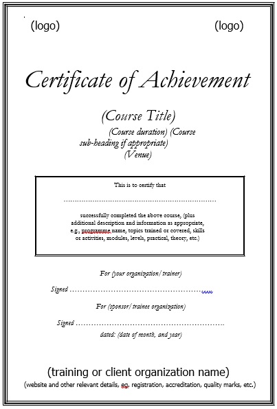 free certificate of achievement template 12