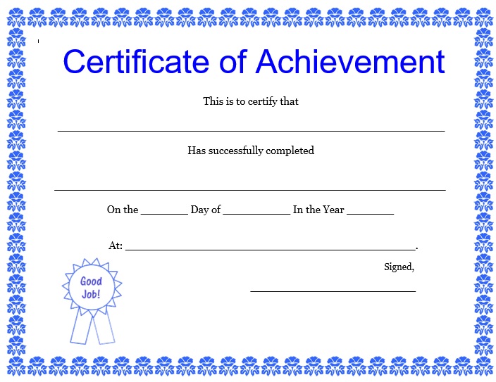 free editable certificate of achievement template