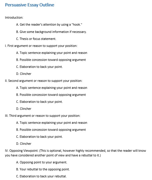 free essay outline template