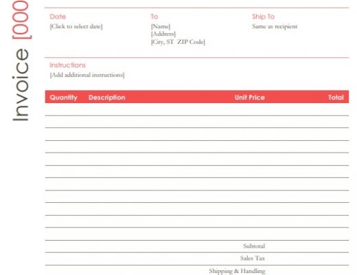 free printable construction invoice template