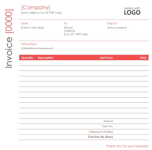 free printable construction invoice template