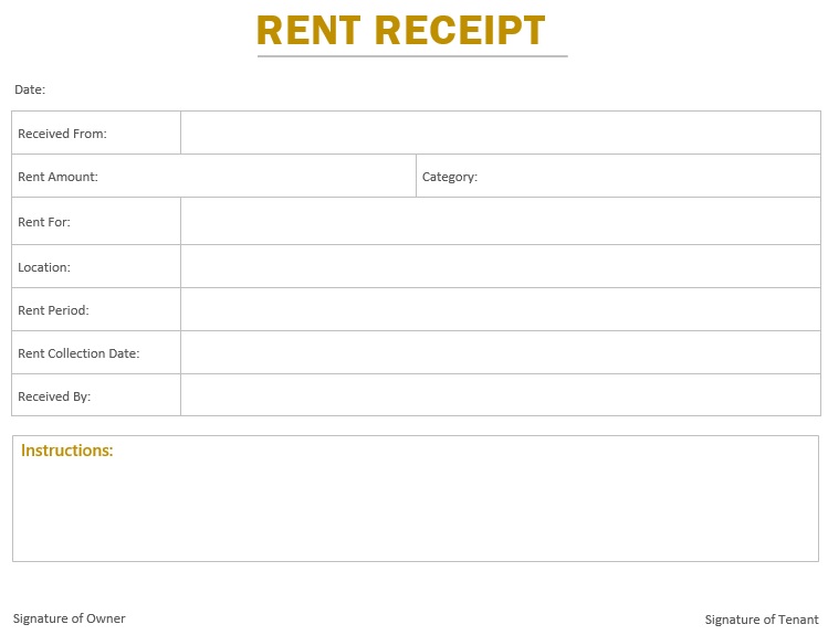 free rent receipt template 1