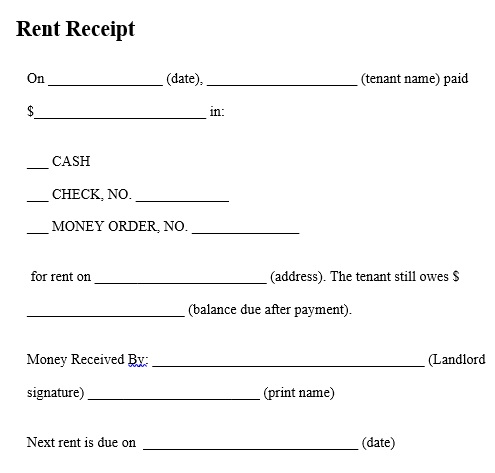 free rent receipt template 15