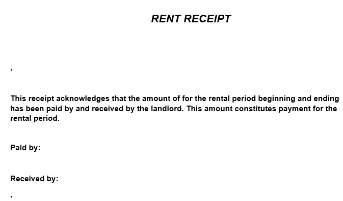 free rent receipt template 16