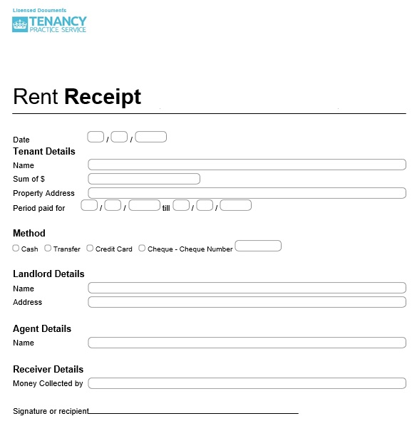 free rent receipt template 19