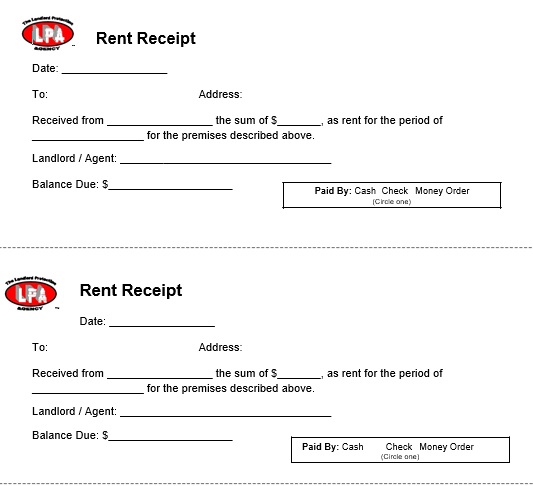 free rent receipt template 8