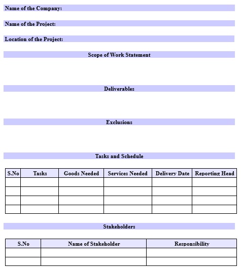free scope of work template 8