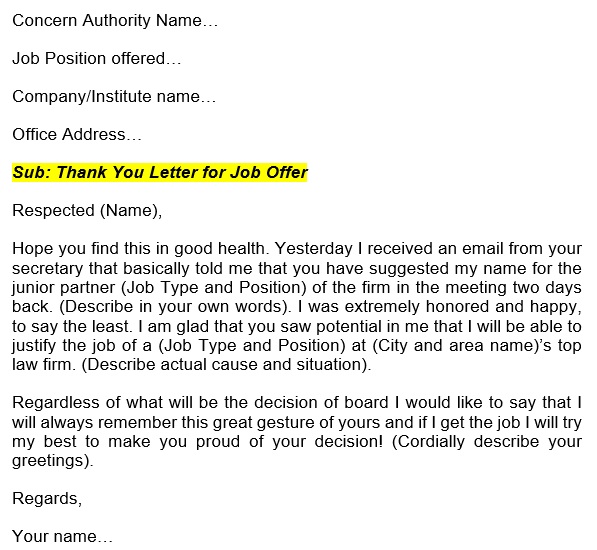 free thank you letter for job offer 10