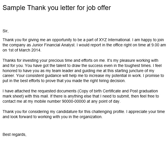 free thank you letter for job offer 11