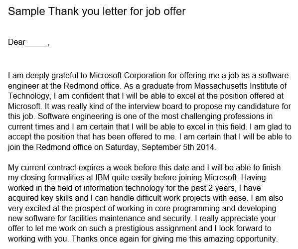 free thank you letter for job offer 12