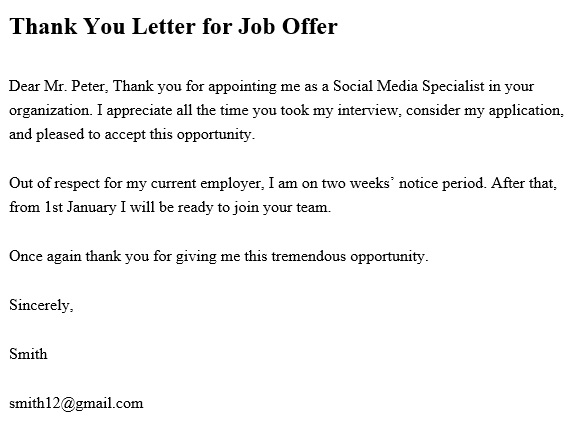 free thank you letter for job offer 6
