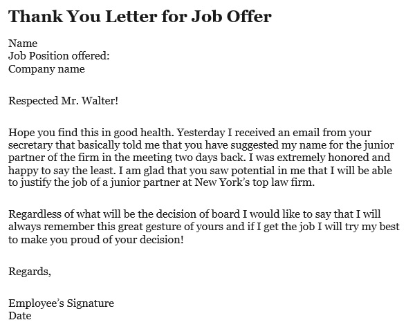 free thank you letter for job offer 8