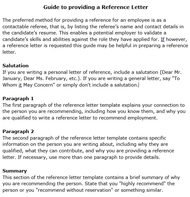 guide to providing a reference letter