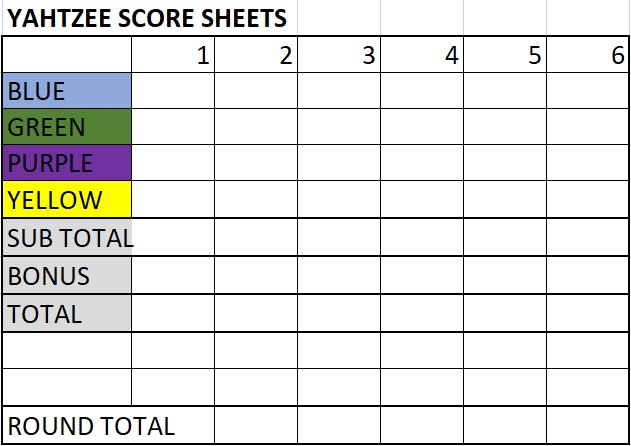 printable yahtzee score sheet 2
