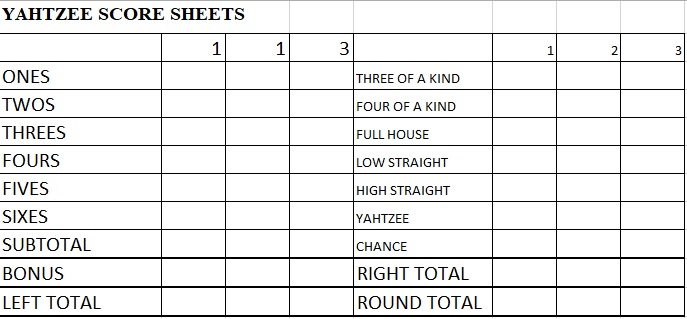 printable yahtzee score sheet 3