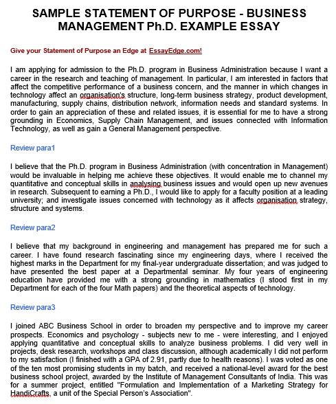 sample statement of purpose for phd in project management