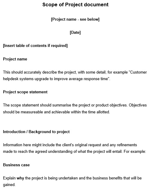 scope of project document