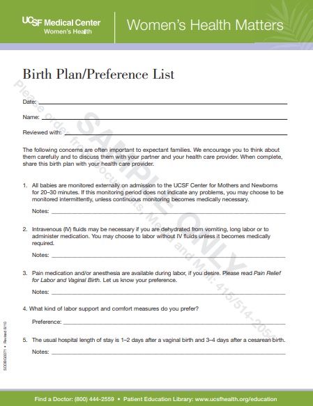 birth preference list template
