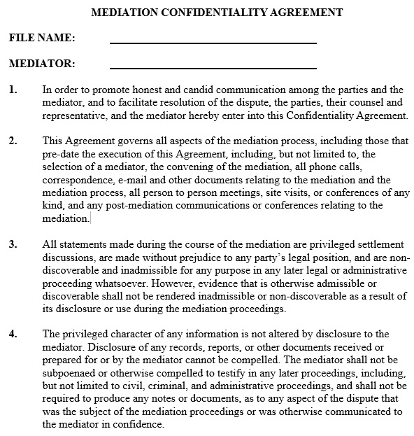 confidential mediation statement template