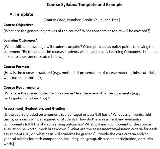 course syllabus template and example
