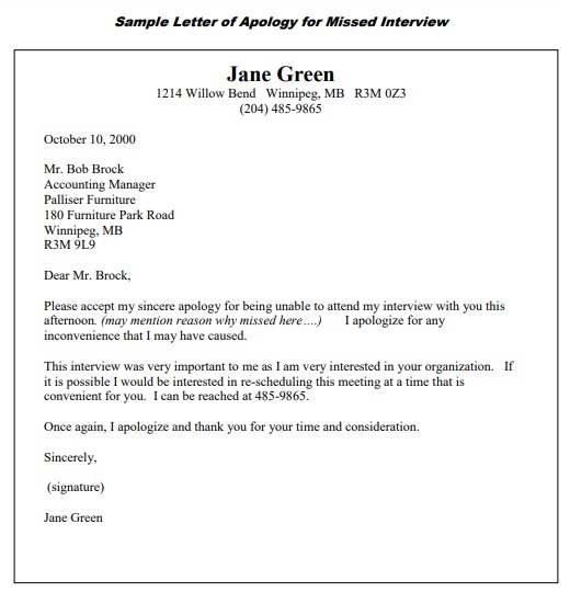 formal apology letter sample