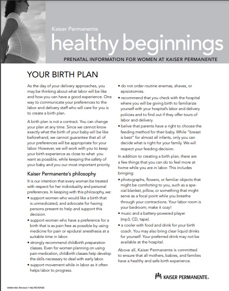 free birth plan template 2