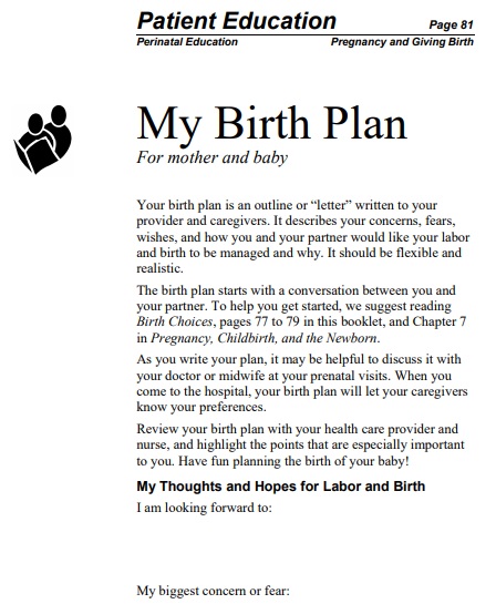 free birth plan template