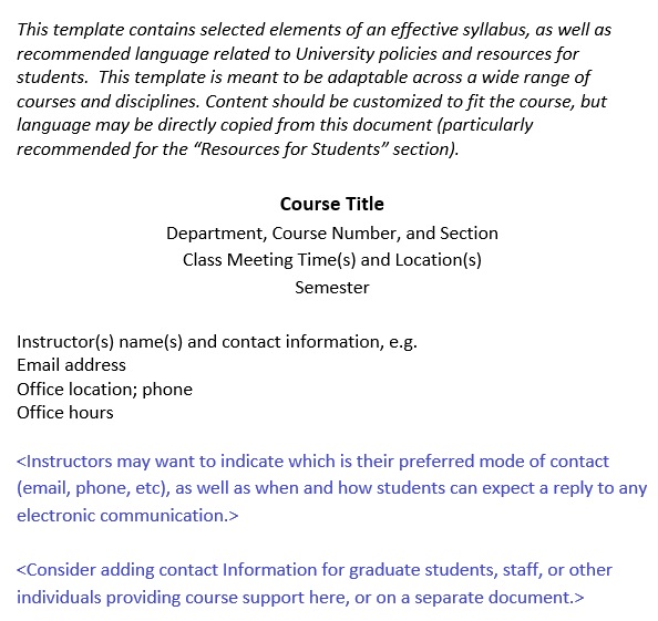 free syllabus template 12