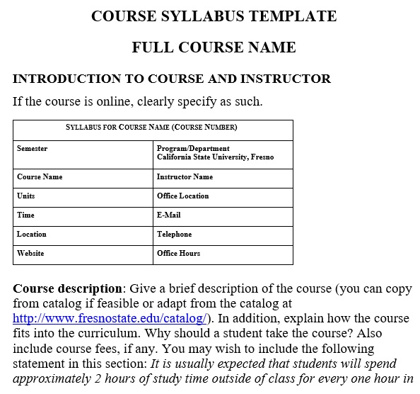 free syllabus template 3