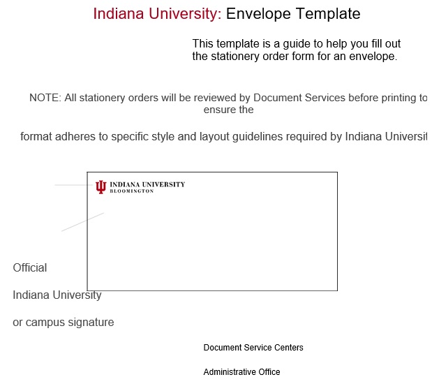 indiana university envelope template