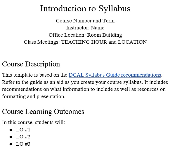 introduction to syllabus template