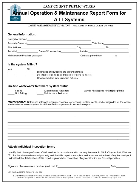annual operation and maintenance report form