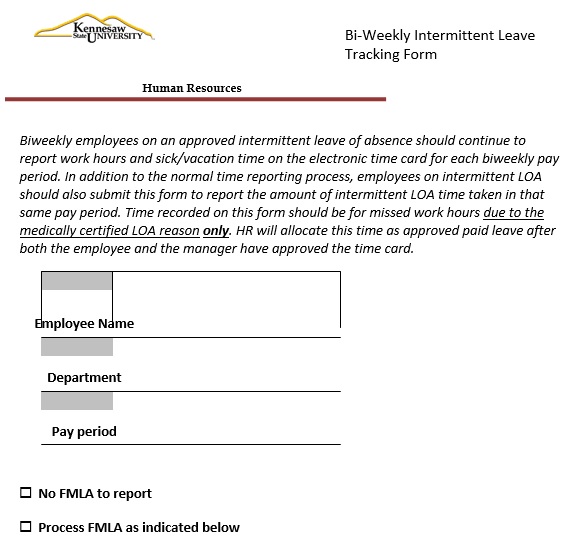 bi‐weekly intermittent leave tracking form