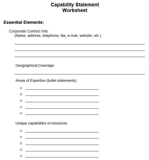blank capability statement template