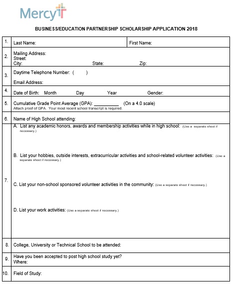 business and education partnership scholarship application form