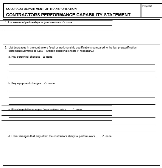contractor performance capability statement template