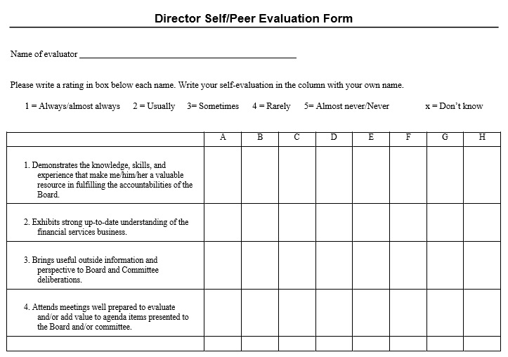 director self peer evaluation form