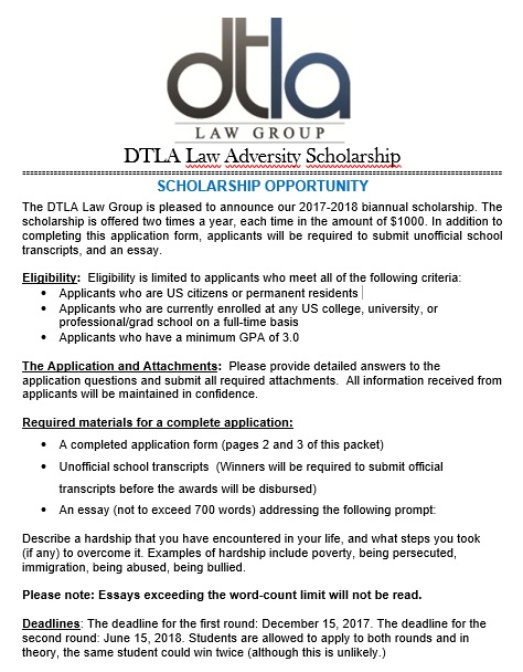 dtla law adversity scholarship application