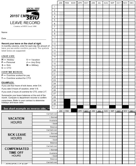 employee leave record sheet