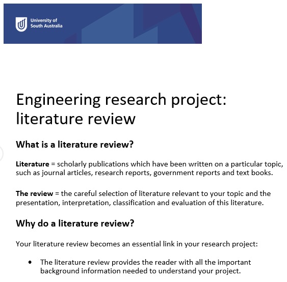 engineering research project literature review template