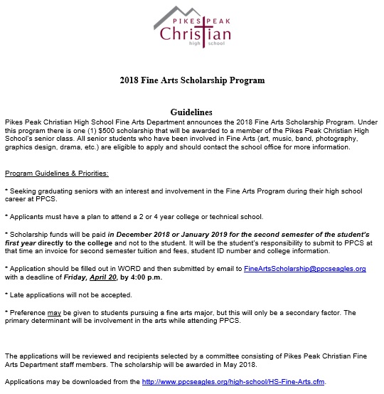 fine arts scholarship program template