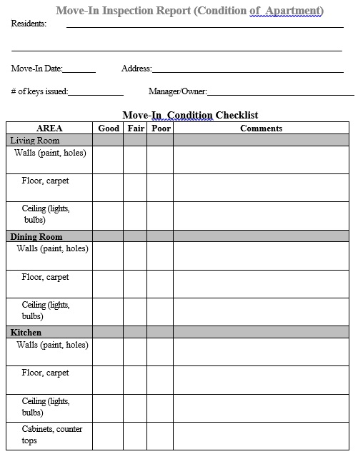 free apartment checklist template 8