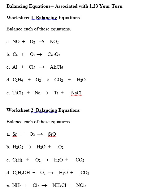 free balancing chemical equations worksheet 4