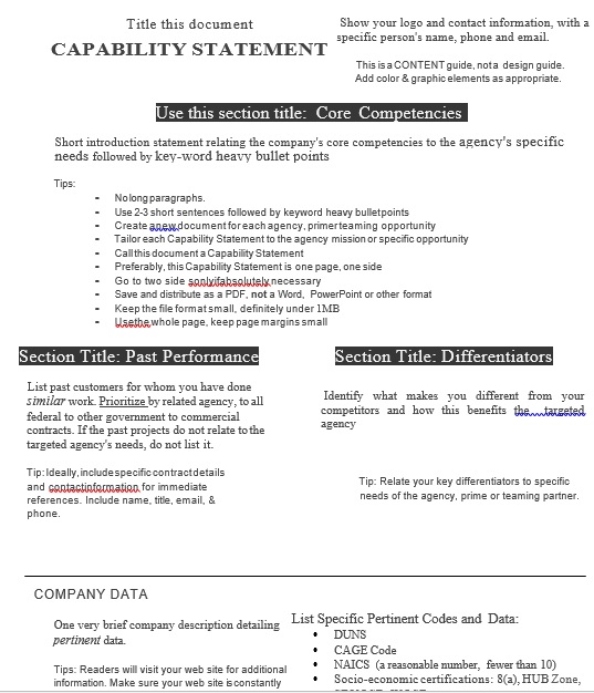 free capability statement template 11