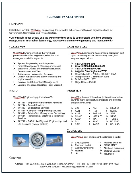 free capability statement template 8