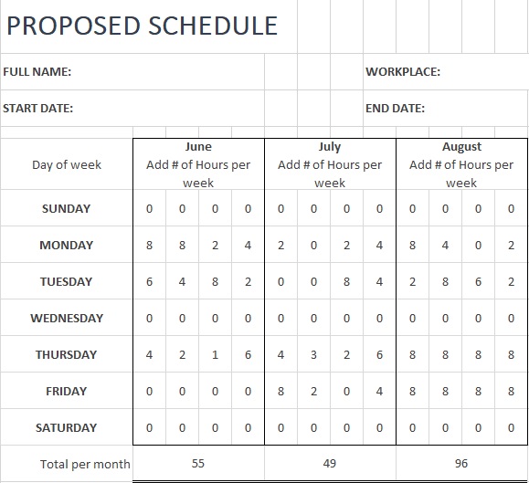free employee schedule template 1